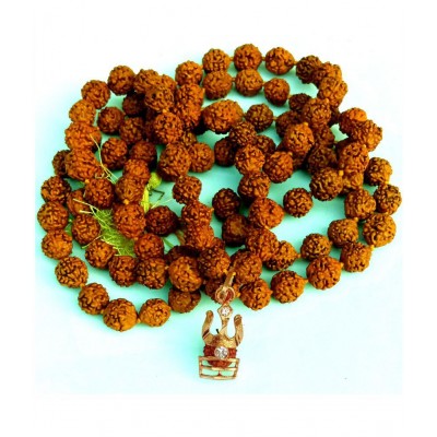 M.K.EXPORT Certifid Netural Rudraksha Mala 108+1 Rudraksha With Pendant Certificate Original mala for Japa