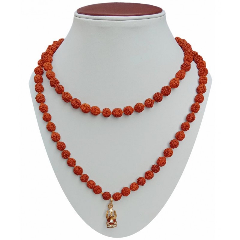 M.K.EXPORT Certifid Netural Rudraksha Mala 108+1 Rudraksha With Pendant Certificate Original mala for Japa