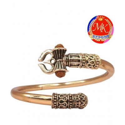 M.K.EXPORT Rudraksha Shiv Trishul Damroo Designer kada Bracelet Bangle for Women and Men (Flexible)