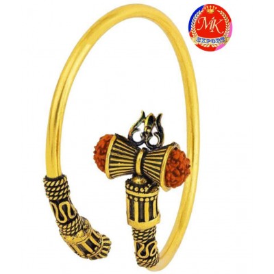 M.K.EXPORT Rudraksha Shiv Trishul Damroo Designer kada Bracelet Bangle for Women and Men (Flexible)