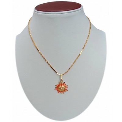 M.K.EXPORT Suryadev Gold Plated Religious God Pendant Surya locket with Chain For men and women