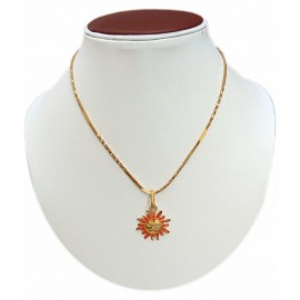 M.K.EXPORT Suryadev Gold Plated Religious God Pendant Surya locket with Chain For men and women