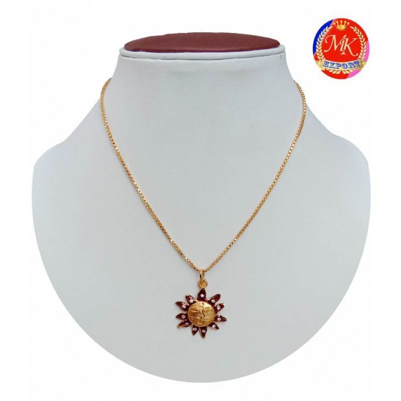 M.K.EXPORT Suryanarayan Pendant,Locket with chain Gold Plated Religious Lord Sun/Surya Pendant for men and women