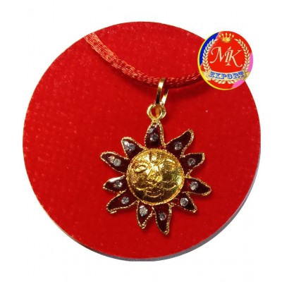 M.K.EXPORT Suryanarayan, SURYA DEV Pendant,Locket Gold Plated Religious Lord Sun Om Surya Pendant