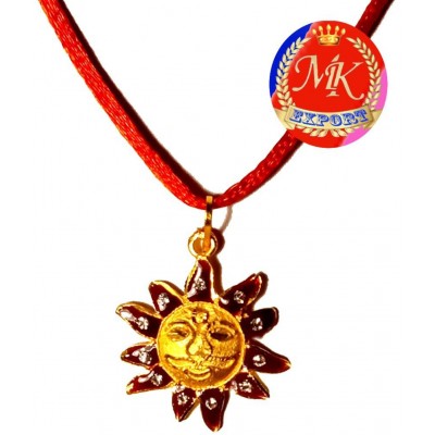 M.K.EXPORT Suryanarayan, SURYA DEV Pendant,Locket Gold Plated Religious Lord Sun Om Surya Pendant