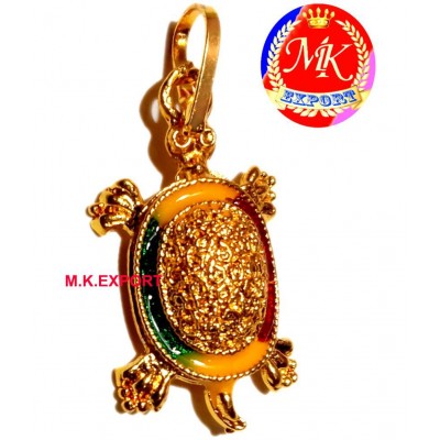 M.K.EXPORT Tortoise Shape Gold Plated Ashta Dhatu Tortoise Shape Pendant for Men Women
