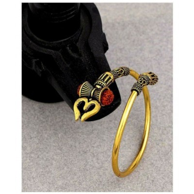 M.K.EXPORT kada Bracelet Bangle for Women and Men (Flexible) Rudraksha Shiv Trishul Damroo Designer