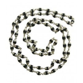 Malabar Gems Natural Black Tulsi Beads in Silver Cap Rosary Japa Mala Malabar Gems Natural Black Tulsi Beads in Silver Cap Rosary Japa Mala