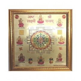 Mantra Siddha Asht Laxmi Shri Yantra [Size 10 Inches] with Frame - For Blessings of All eight forms of Goddess Laxmi