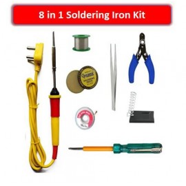 Manvi-8 in 1 Electrical Soldering/Welding Kit For Professional (25W Soldering Iron, Tweezer, Iron Stand, Soldering Paste, Soldering Wire, Desoldering Wick,Tester, Wire Cutter)