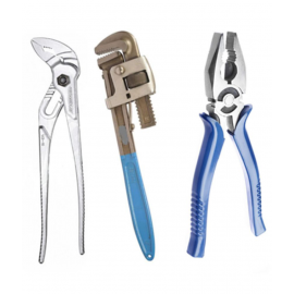 Manvi-Hand Tool Kit Set of 3 Useful for Plumbing (Pipe Wrench 14",Water Pump Plier 10" & Combination Plier 8")