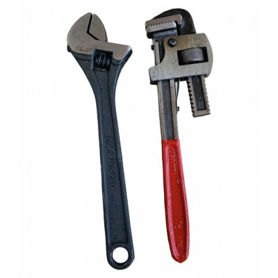 Manvi-Hand Tool Socket Wrench Perfect Combo Heavy Duty 14inch Pipe Wrench & 12inch Adjustable Wrench