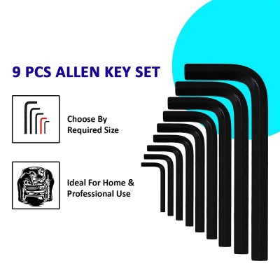 Manvi-Socket Wrench Hex Allen Key Set L-Shape Allen Wrench Universal Key Hexagon for Repair Bicycle Hand Tool -9 pcs/Set from 1.5 to10 mm