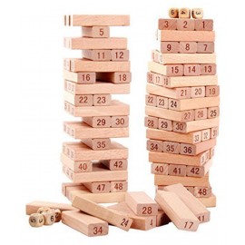 Maruti toys 51 Pcs Blocks 4 Dices Wooden Tumbling Stacking Jenga Building Tower Game  (Multicolor)