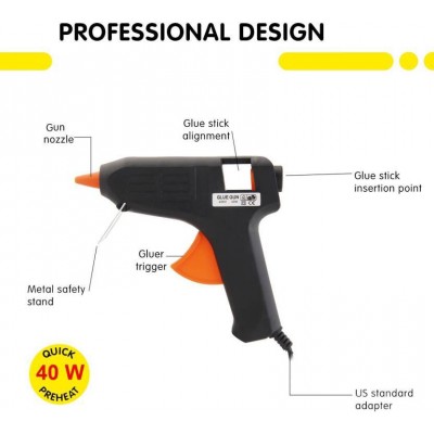 Mega 40 W Hot Melt Glue Gun (Free 20 Glue Sticks)