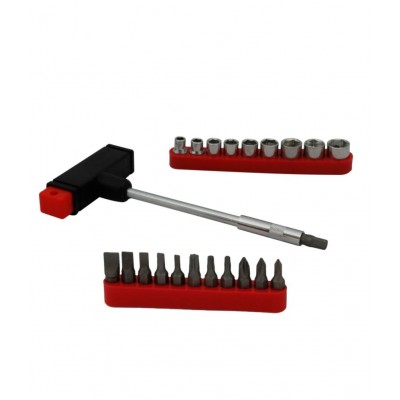 Mega MP-BS22T Iron Professional pcs. T-Bar Booket And Bit Set - Red