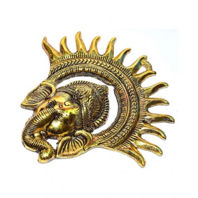 Metal Lord Ganesh Face Idol Metal Ganesh Door Hanging Metal Golden Hanging Ganpati ji Murti for Home Decor Wall Decor Office Decor Metal Ganesha for Main Door