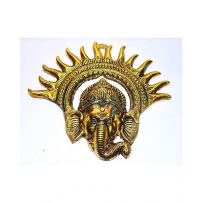 Metal Lord Ganesh Face Idol Metal Ganesh Door Hanging Metal Golden Hanging Ganpati ji Murti for Home Decor Wall Decor Office Decor Metal Ganesha for Main Door