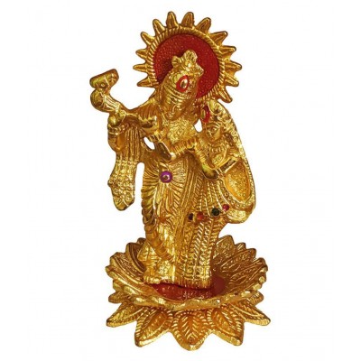 Metal Lord Radha Krishna Murti Statue Idol Showpiece Gift (8 x 8 x 14) cm Golden, Metal Lord Radha Krishna Murti Statue Idol Showpiece Gift (8 x 8 x 14) cm Golden,