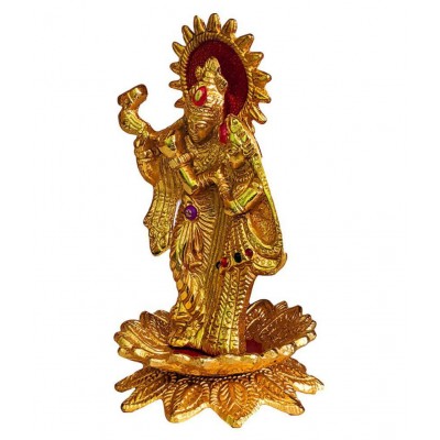 Metal Lord Radha Krishna Murti Statue Idol Showpiece Gift (8 x 8 x 14) cm Golden, Metal Lord Radha Krishna Murti Statue Idol Showpiece Gift (8 x 8 x 14) cm Golden,