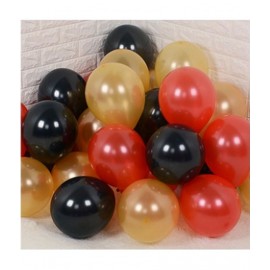 Metallic Balloons for Birthday Anniversray New Year Party Decoration - Black , Red & Gold - 51 pcs