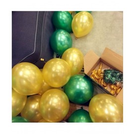 Metallic Balloons for Christmas Decoration - Gold & Green - 50 pcs
