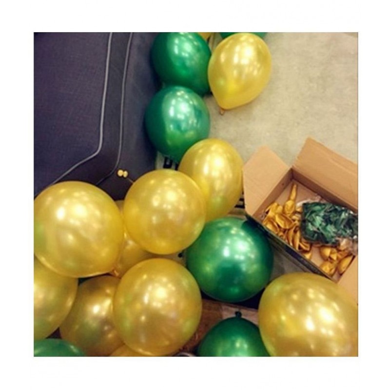 Metallic Balloons for Christmas Decoration - Gold & Green - 50 pcs
