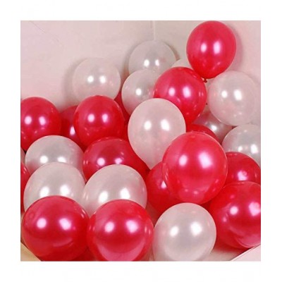 Metallic Balloons for Christmas Decoration - Red & White - 50 pcs