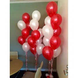 Metallic Balloons for Christmas Decoration - Red & White - 50 pcs