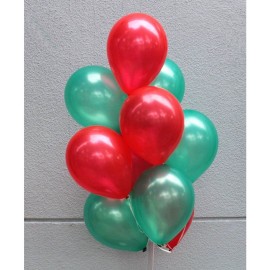 Metallic Balloons for Christmas Party Decoration - Red & Green - 50 pcs