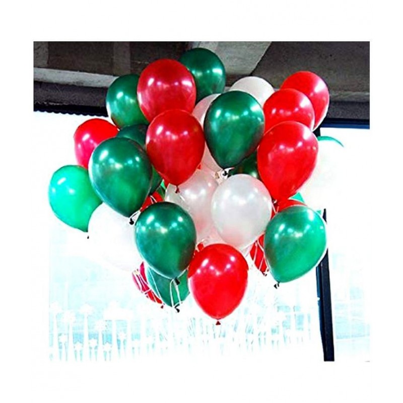 Metallic Balloons for Christmas Party Decoration - Red & Green & White - 51 pcs