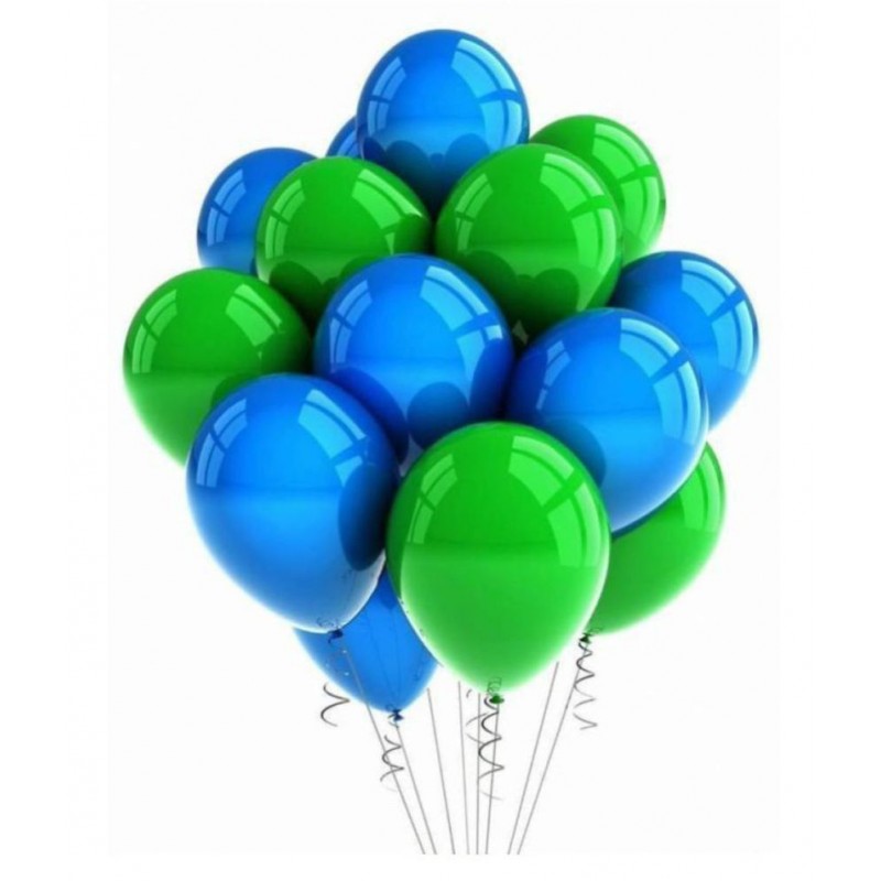 Metallic Green and Blue Balloons-Pack of 35