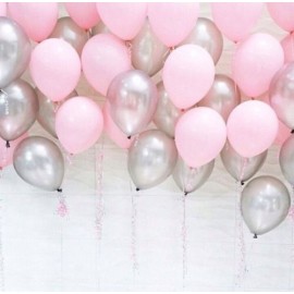 Metallic Pink/ Silver Party Birthday Balloons (100)