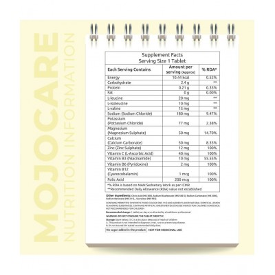 Mojocare FIZZ BCAA Effervescent Tablets - 20pc (Pack of 2), Sugar Free Lime Flavor, Intra Workout, With Electrolytes, Sugarfree Workout Supplement,