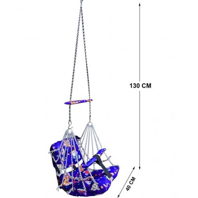 Multicolor Blue Velvet Comfortable Cotton Baby Swing for Kids/Babies up to 15KG with safety belt