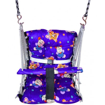 Multicolor Blue Velvet Comfortable Cotton Baby Swing for Kids/Babies up to 15KG with safety belt