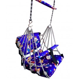 Multicolor Blue Velvet Comfortable Cotton Baby Swing for Kids/Babies up to 15KG with safety belt