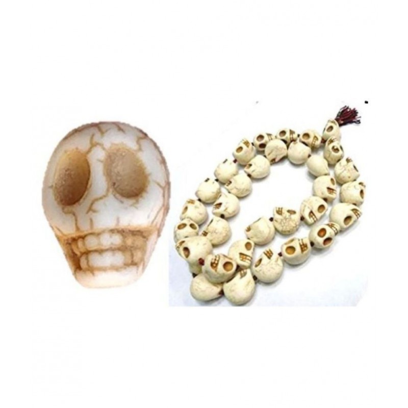 Mund Mala White 14 mm Bead | Nar mund | skull mala | Kali poojan Mala | moulted Artificial bone skull mala