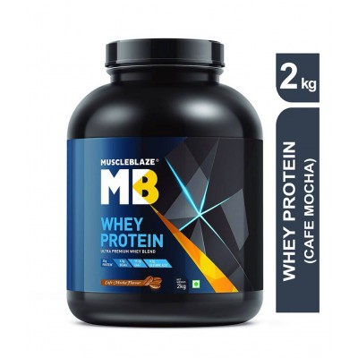 MuscleBlaze 100% Whey Protein, Ultra Premium Whey Blend (Cafe Mocha, 2 kg / 4.4 lb, 60 Servings)