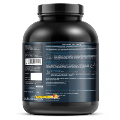 MuscleBlaze 100% Whey Protein, Ultra Premium Whey Blend (Magical Mango, 2 kg / 4.4 lb, 60 Servings)