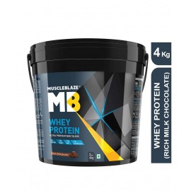 MuscleBlaze 100% Whey Protein, Ultra Premium Whey Blend (Rich Milk Chocolate, 4 kg / 8.8 lb, 121 Servings)
