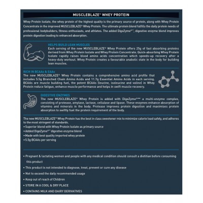 MuscleBlaze 100% Whey Protein, Ultra Premium Whey Blend (Strawberry, 2 kg / 4.4 lb, 62 Servings)