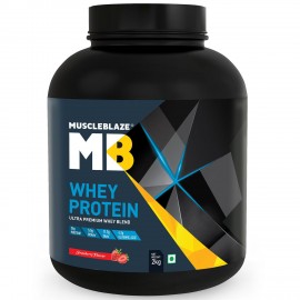MuscleBlaze 100% Whey Protein, Ultra Premium Whey Blend (Strawberry, 2 kg / 4.4 lb, 62 Servings)