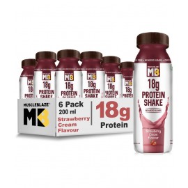MuscleBlaze 18g Protein Shake (No Added Sugar), 6 Piece(s)/Pack Strawberry Cream Energy Drink for All 1200 ml