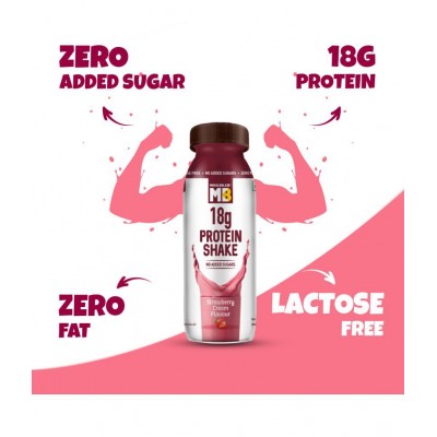 MuscleBlaze 18g Protein Shake (No Added Sugar), 6 Piece(s)/Pack Strawberry Cream Energy Drink for All 1200 ml