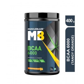 MuscleBlaze BCAA 6000, Instantized 2:1:1 Powder with 6 g Vegan BCAA (Tangy Orange, 400 g / 0.88 lb, 50 Servings)