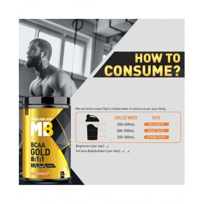 MuscleBlaze BCAA Gold 8:1:1 with Higher Leucine, Electrolytes, Glutamine (Fruit Punch, 450 g / 0.99 lb, 30 Servings)