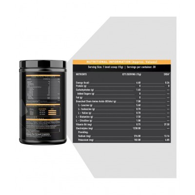 MuscleBlaze BCAA Gold 8:1:1 with Higher Leucine, Electrolytes, Glutamine (Green Apple, 450 g / 0.99 lb, 30 Servings)