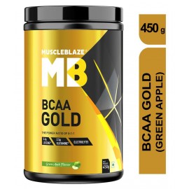 MuscleBlaze BCAA Gold 8:1:1 with Higher Leucine, Electrolytes, Glutamine (Green Apple, 450 g / 0.99 lb, 30 Servings)