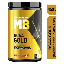 MuscleBlaze BCAA Gold 8:1:1 with Higher Leucine, Electrolytes, Glutamine (Raspberry Lemonade, 450 g / 0.99 lb, 30 Servings)